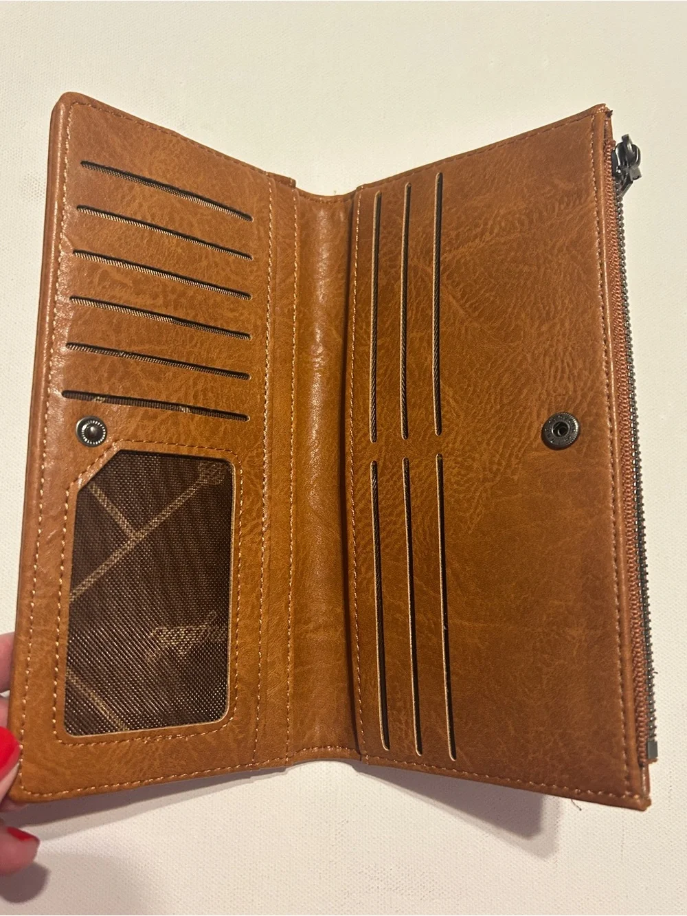 Wrangler Brown Quilted Snap & Zip Around Long Wallet Organizer Checkbook Style